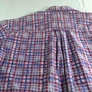 Vintage 1992 BD Baggies Plaid Button Down Shirt Mens Medium Red Blue Preppy